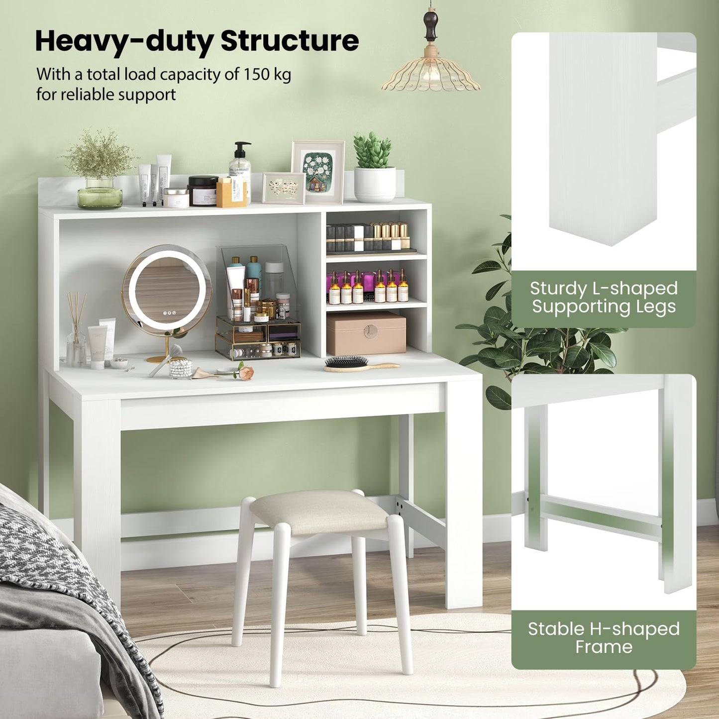 Computer Desk with 3 Storage Shelves and Cable Hole for Study