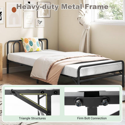 Portable Folding Bed with Headboard and Footboard for Guest Room