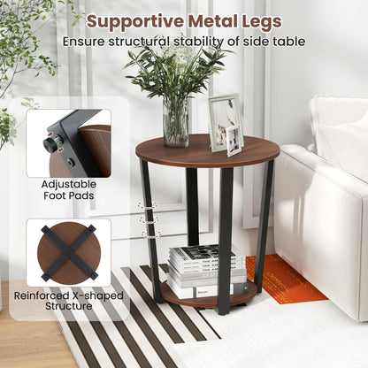 2-Tier Accent Side Table with Open Shelf