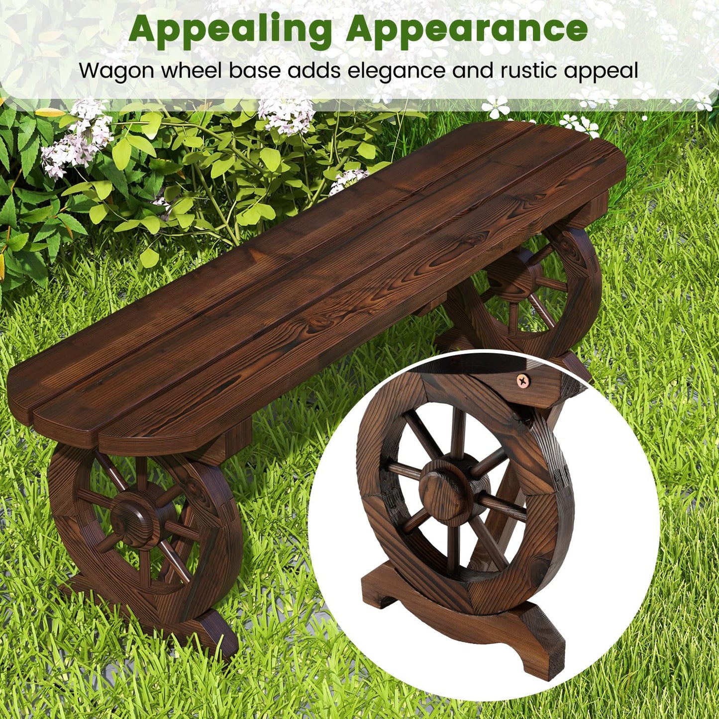 Wagon Wheel Shape 2-Seater Garden Bench
