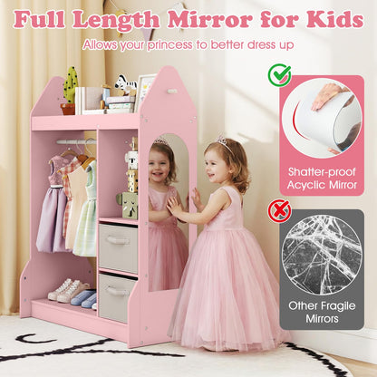 Kids Dress up Storage, Children Wardrobe with Mirror