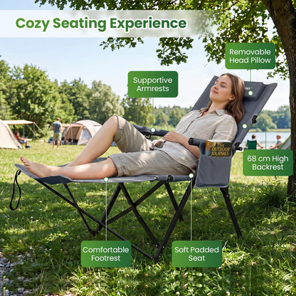 Adjustable Backrest, Storage Bag, Padded Pillow & Side Pocket