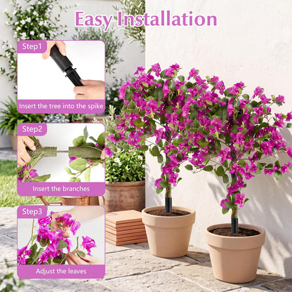 2 Pack Bougainvillea Artificial Trees with Stable Ground Spike