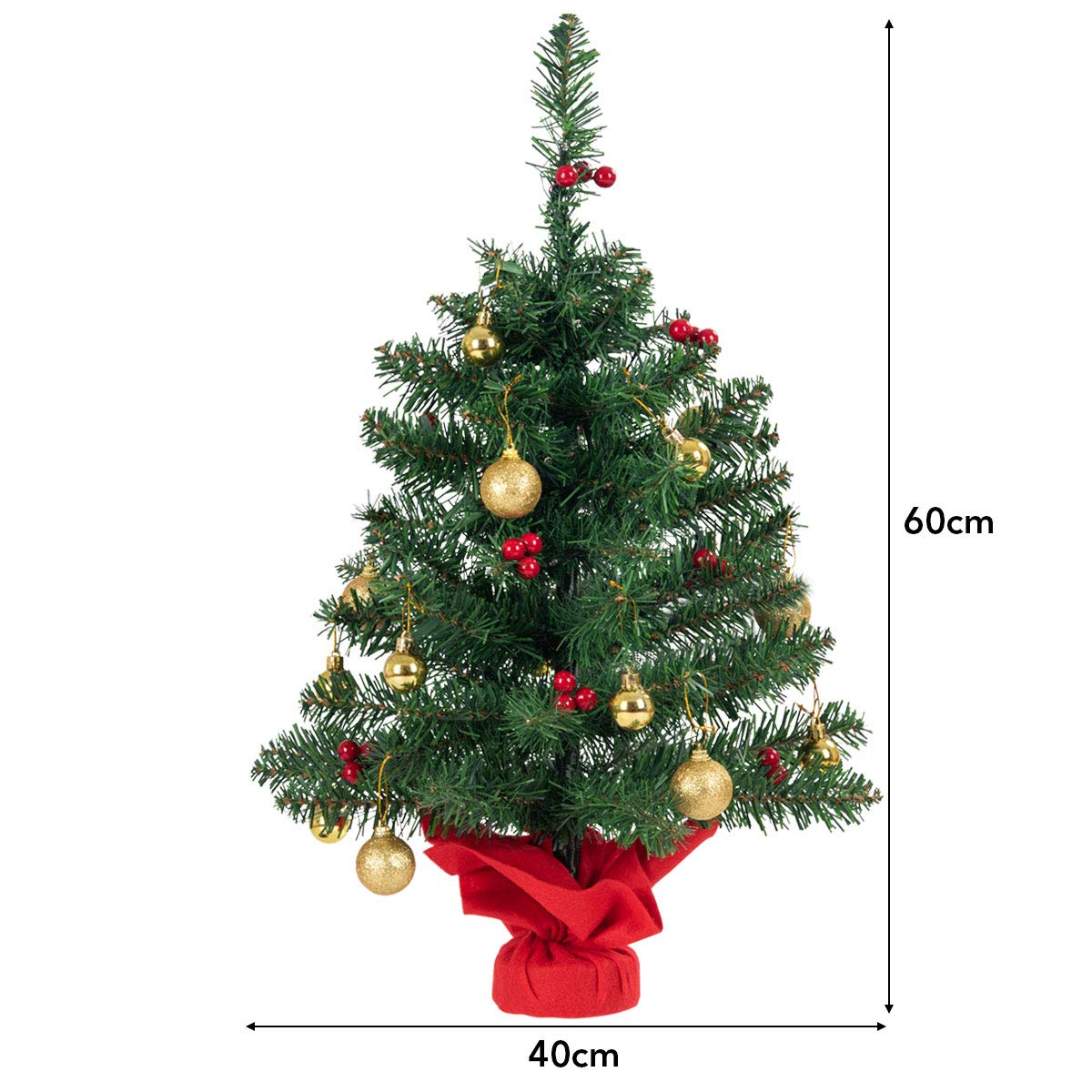 2FT 60cm PVC Artificial Christmas Tree with LED Lights