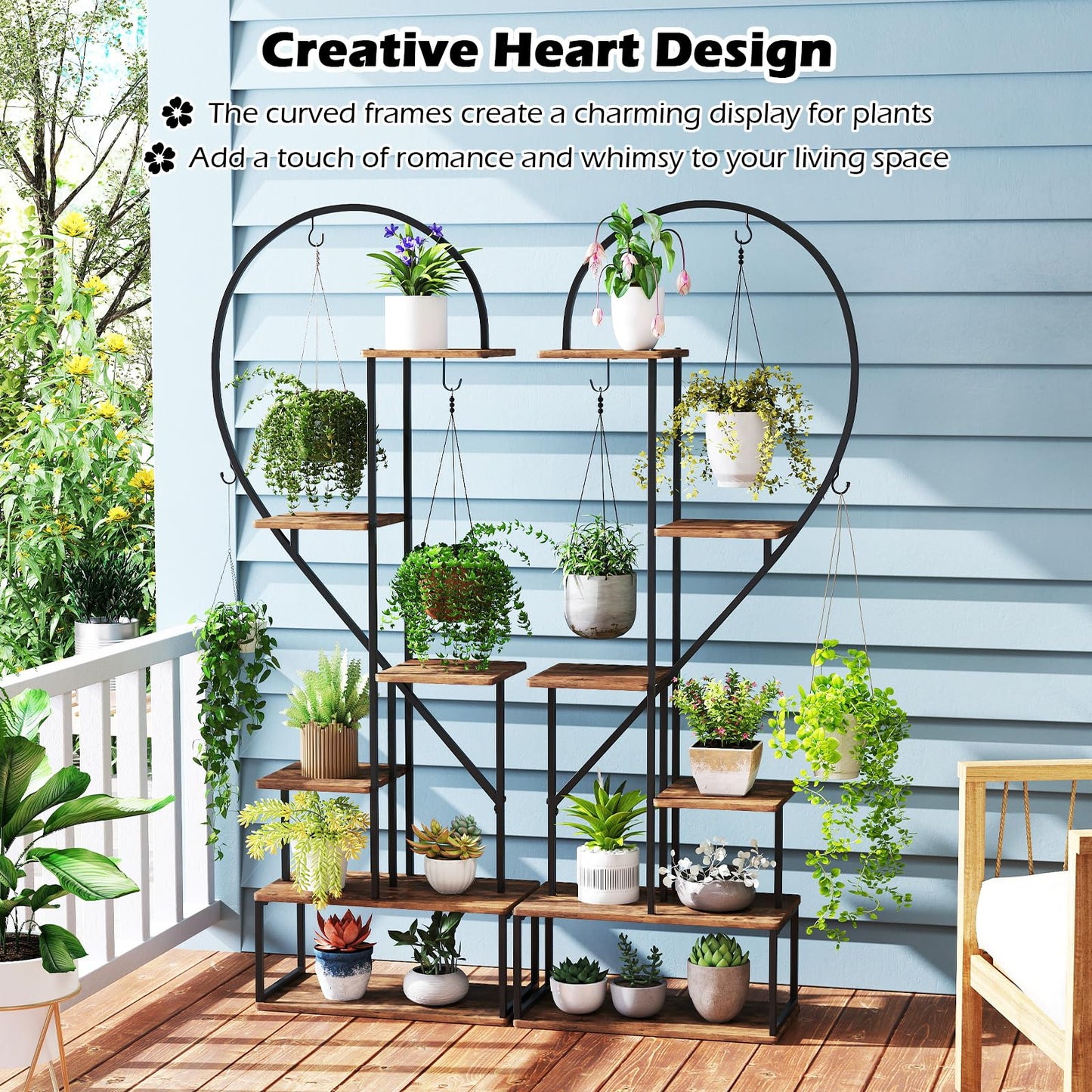 6-Tier Metal Plant Stand Heart-Shape Ladder Plant Shelves