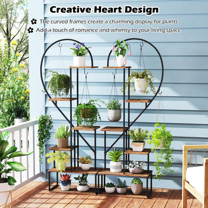 6-Tier Metal Plant Stand Heart-Shape Ladder Plant Shelves