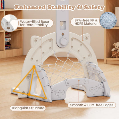 3-in-1 Kids Sports Center Adjustable Basketball Hoop with Soccer Game
