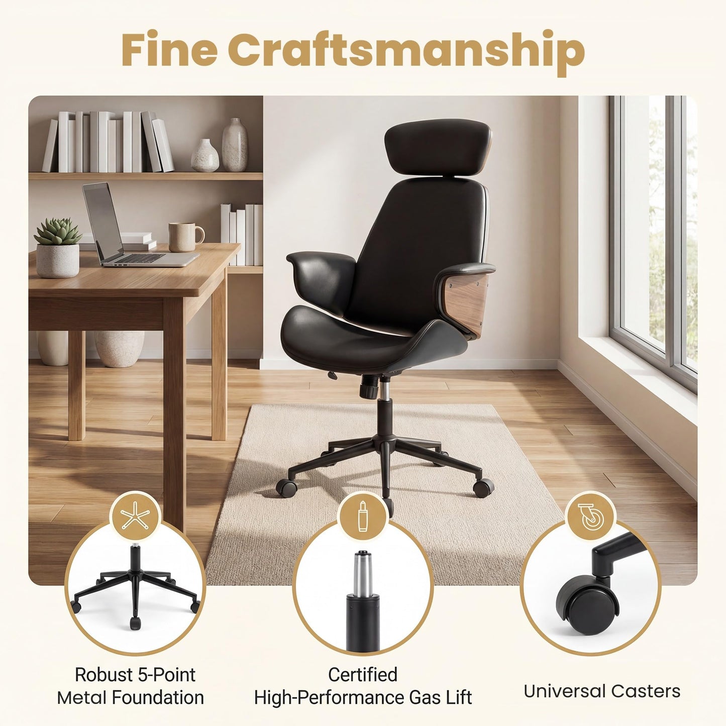 Ergonomic Office Chair, Mid Century Modern Home Desk Chair