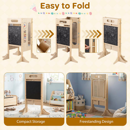 Toddler Step Stool Foldable Standing Tower with Anti-tip Feet