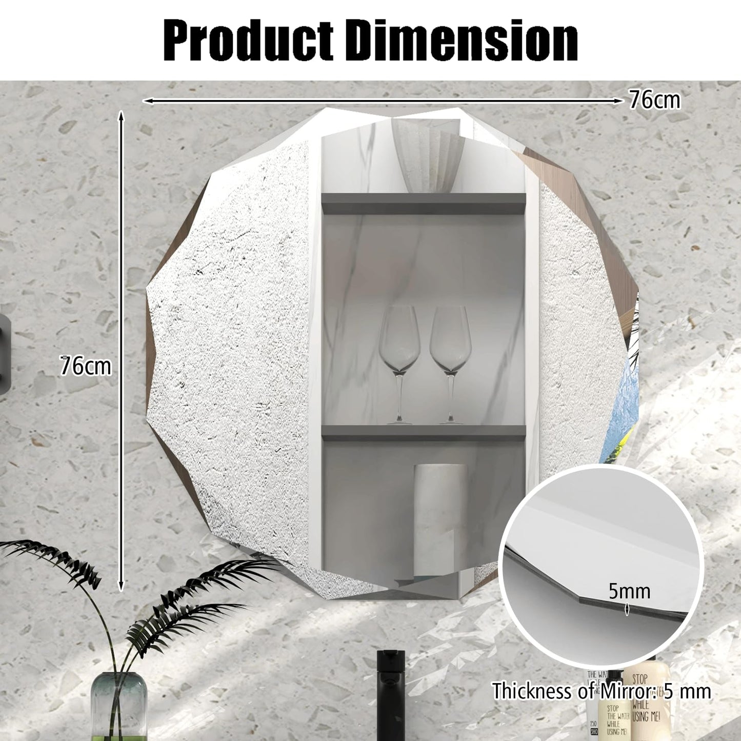 Premium Silver Polished Frameless Wall Mount Mirror