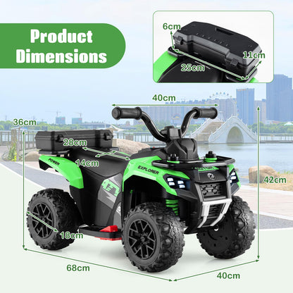 6V Kids Electric Quad Bike with Spray Function and Storage Box