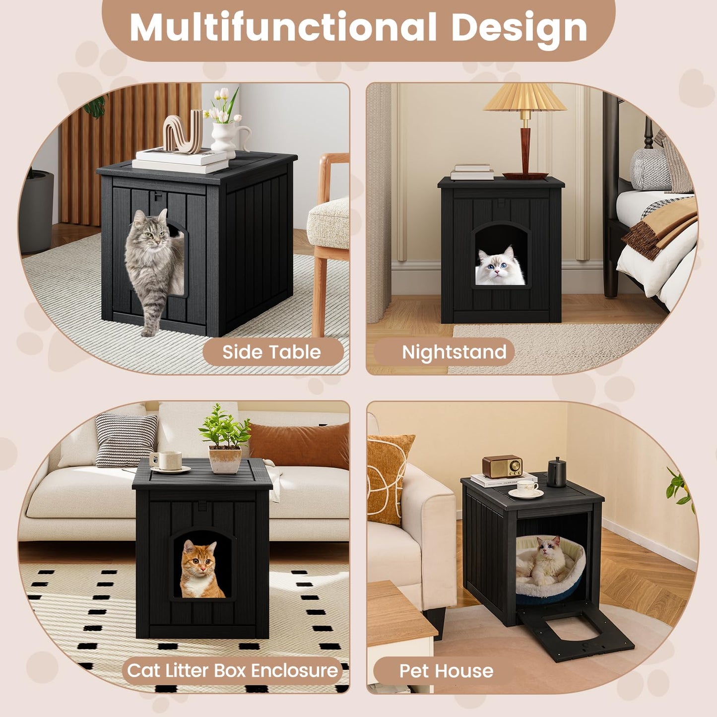 Indoor Outdoor Cat House with Flip Front Door and Raised Floor