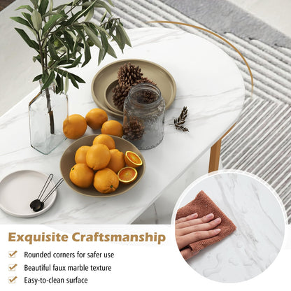 Marble Coffee Table with Open Storage Shelf