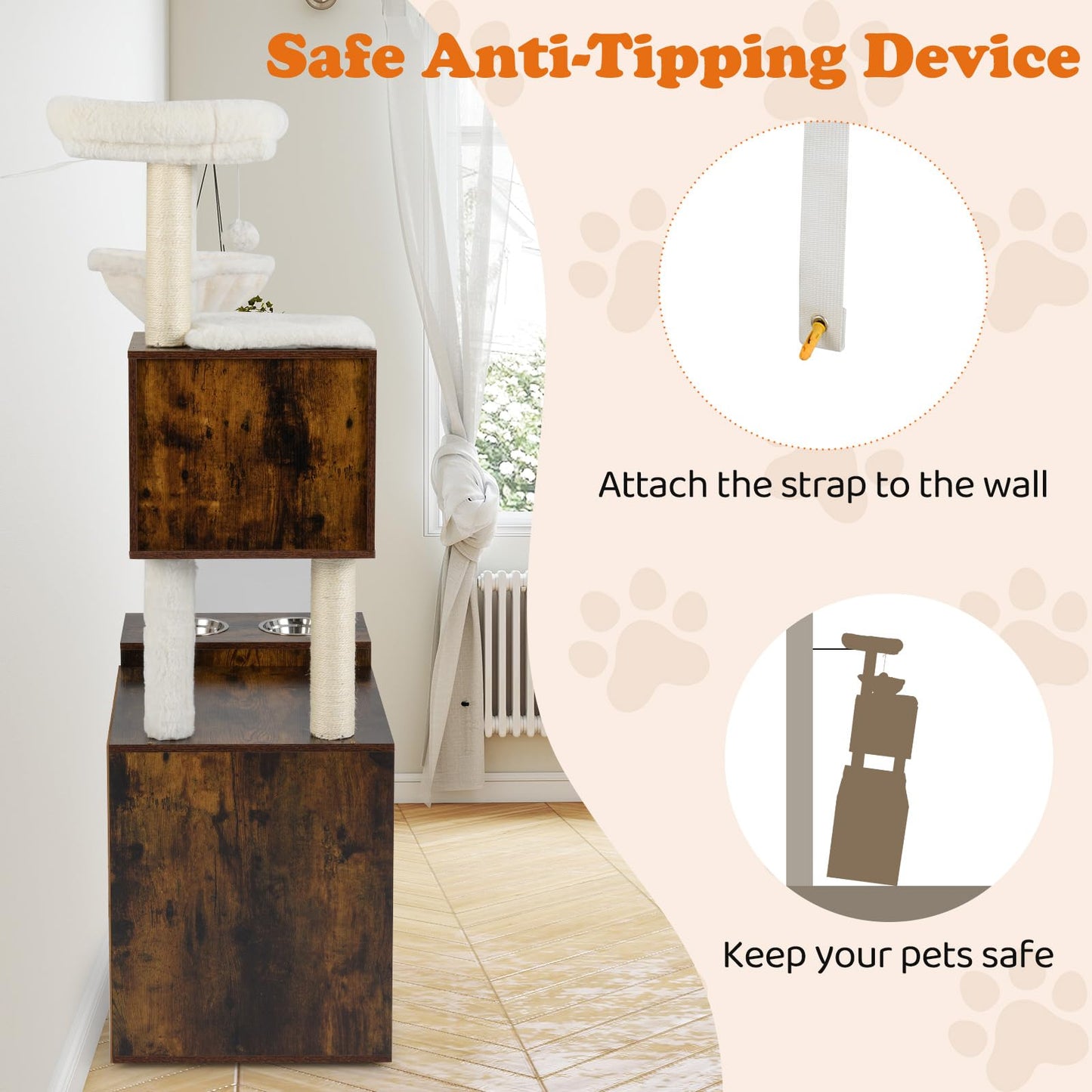 Cat Tree with Litter Box Enclosure, Cats Climbing Tower