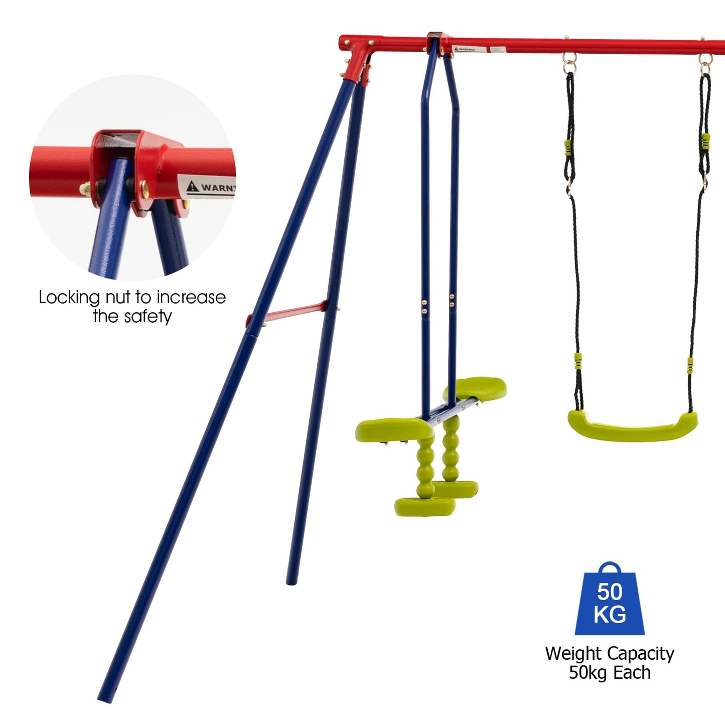 7-in-1 Kids Swing Set with 2 Swings for Kids Aged 3-10 Years Old