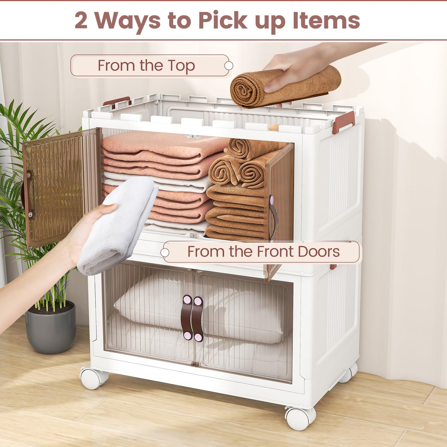 25.5 Gal Storage Bins with Magnetic Doors and Lockable Casters