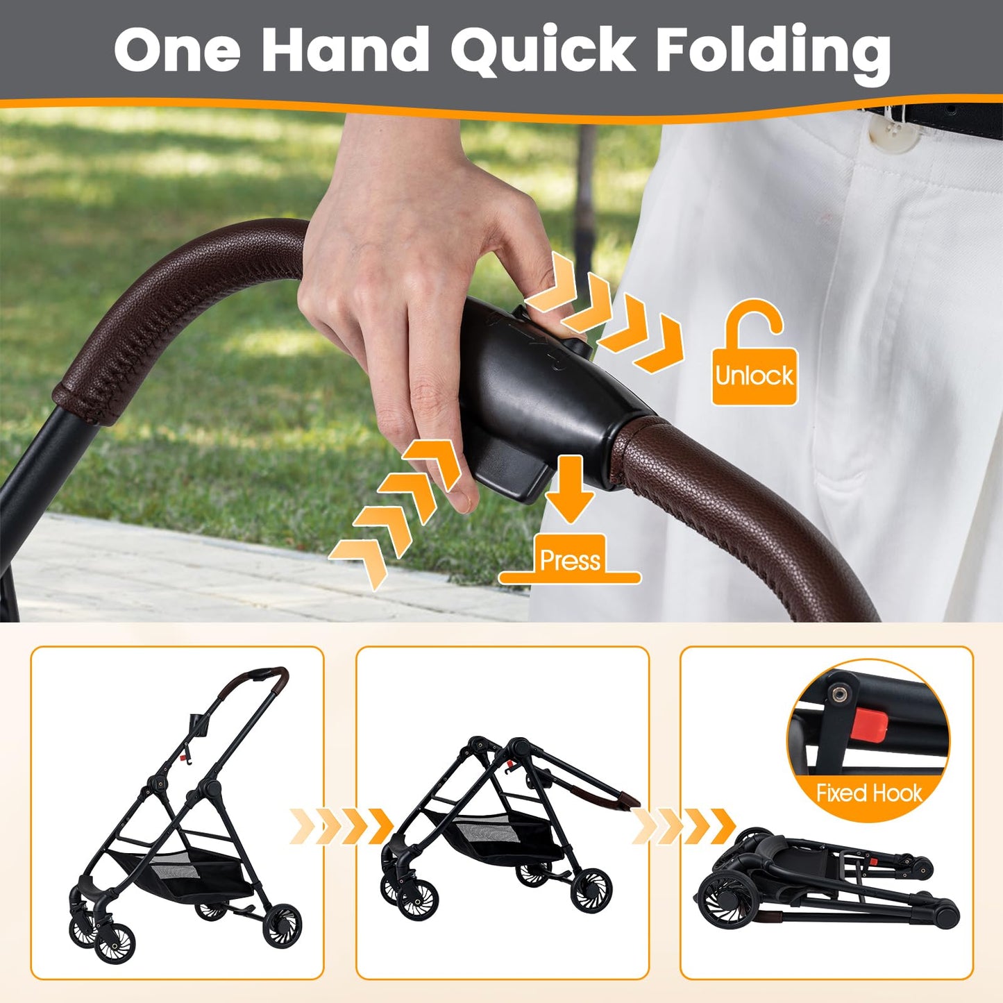 Pet Stroller, 3 in 1 Folding Dog Pram with Detachable Car Seat Carrier