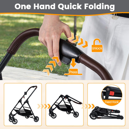 Pet Stroller, 3 in 1 Folding Dog Pram with Detachable Car Seat Carrier