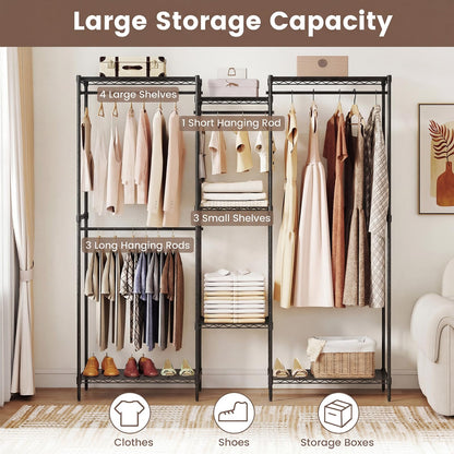 Portable Wardrobe Convertible Clothes Organizer with L-shape and Horizontal Installation