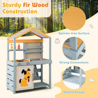 2 in 1 Wooden Mud Kitchen and Grocery Store with Removable Sink