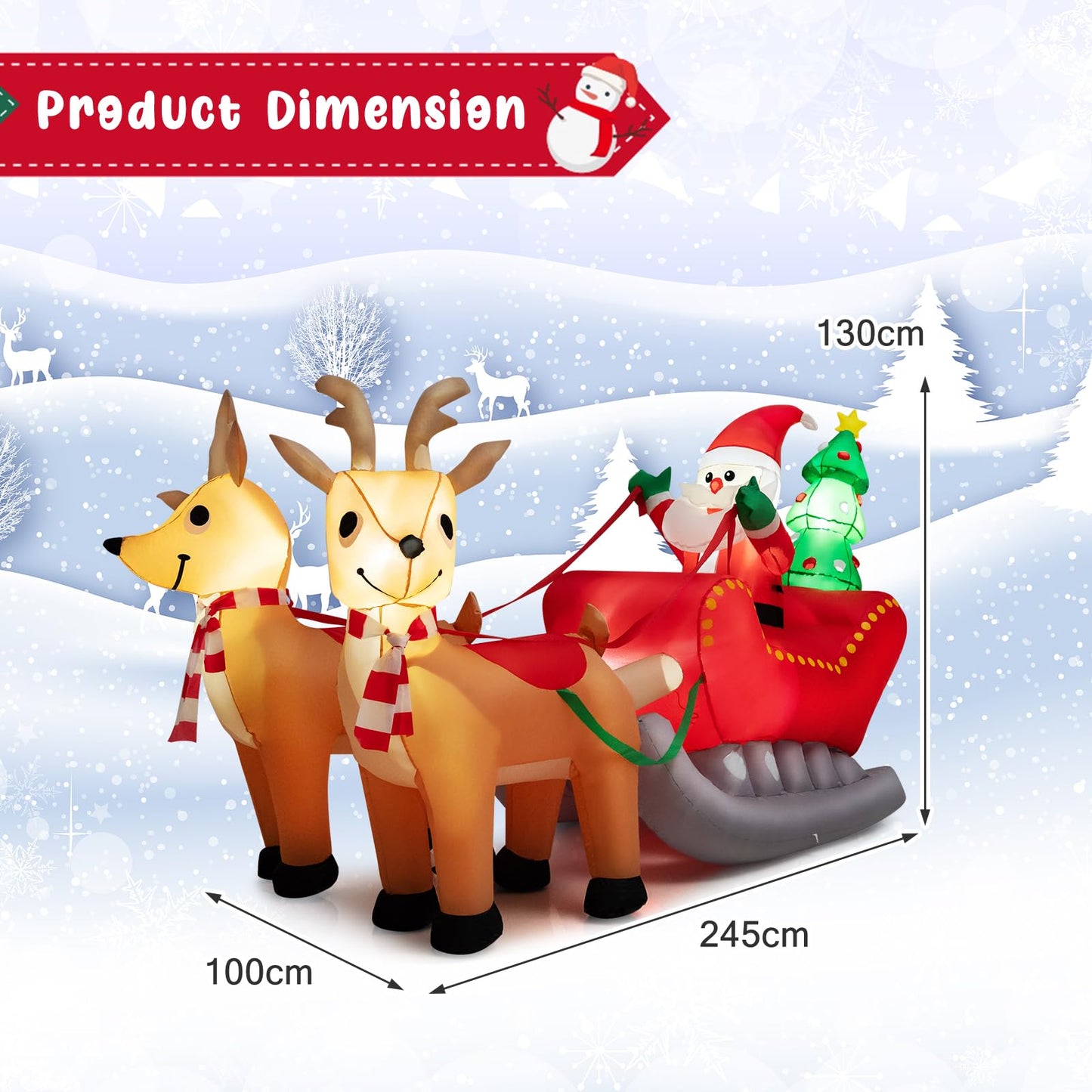 Inflatable Christmas Santa Claus with LED Lights and Blower