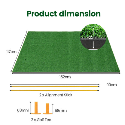 Premium Golf Practice Hitting Mat 3-In-1 with Synthetic Grass Turf
