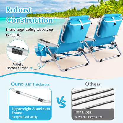 Folding Backpack Beach Chair with Detachable Headrest