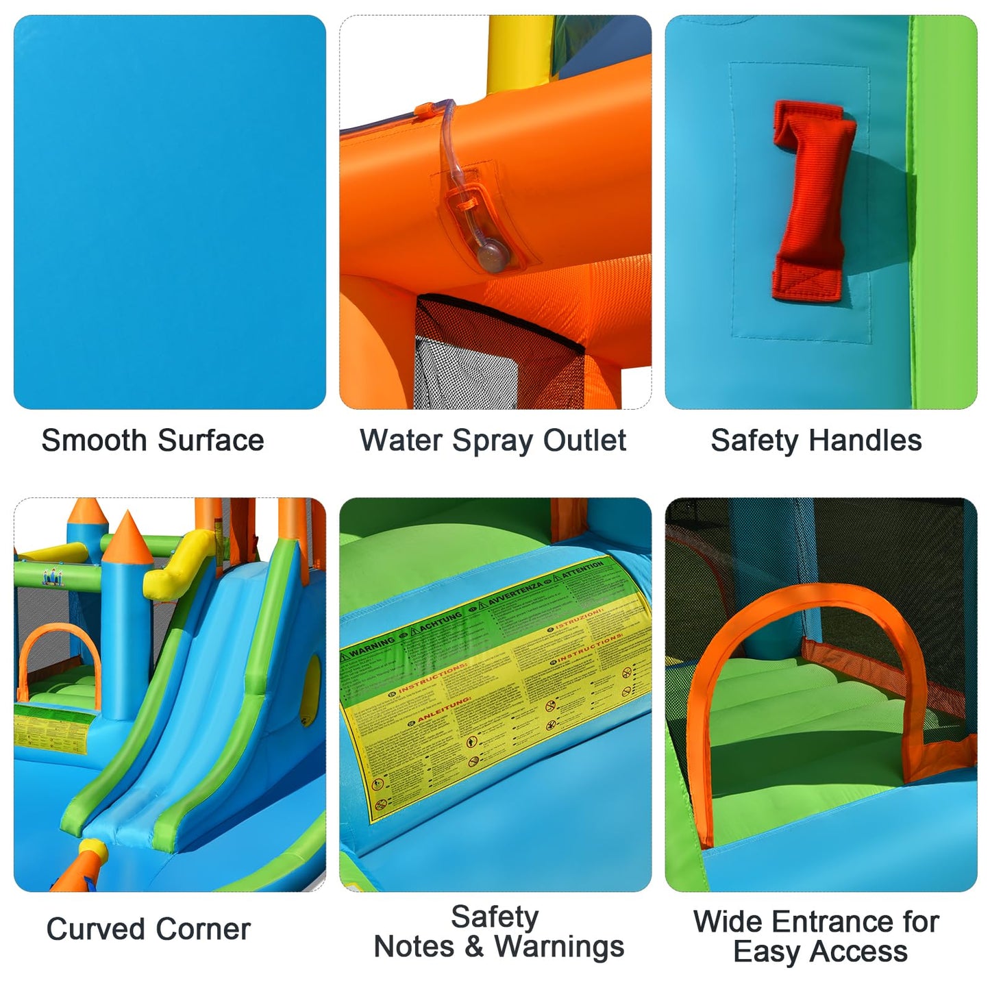 Kids Inflatable Slide Bounce House with Long Slide with Air Blower