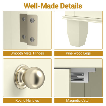 Bathroom Floor Cabinet, Freestanding Wooden Storage Cupboard with 2 Doors