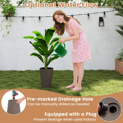 Tall Round Planter Set of 2 with Removable Inner Bucket and Drainage Holes