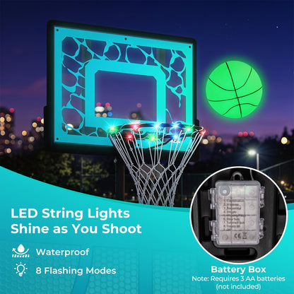 Pool Basketball Hoop with LED 8-Height Adjustable Swimming Pool Basketball