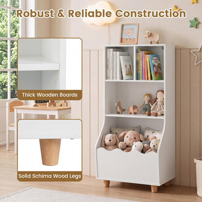 3-Tier Wooden Bookshelf with 2 Anti-Toppling Devices Top Surface and 3 Compartments
