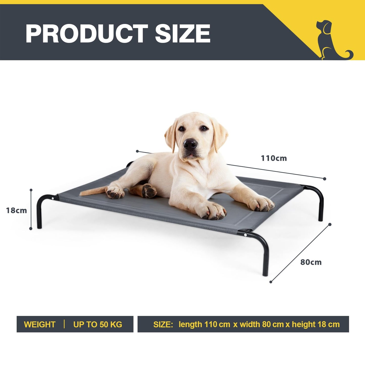 Portable Raised Dog Bed with Waterproof and Breathable Mat & Anti-Slip Foot Pads
