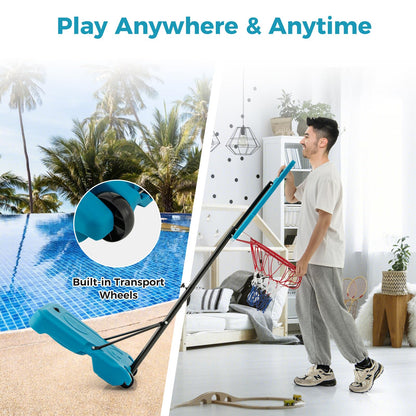 Swimming Pool Basketball Hoop 3.8-4.4FT Height Adjustable Poolside Basketball Goal System with Wheels and Fillable Base