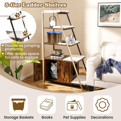 Hidden Cats Washroom Climbing Frame with Ladder Shelf & Removable Plush Cushions
