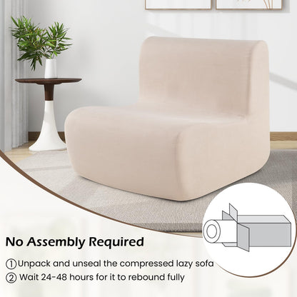 Lazy Floor Sofa Chair with Soft Velvet and Ergonomic Support