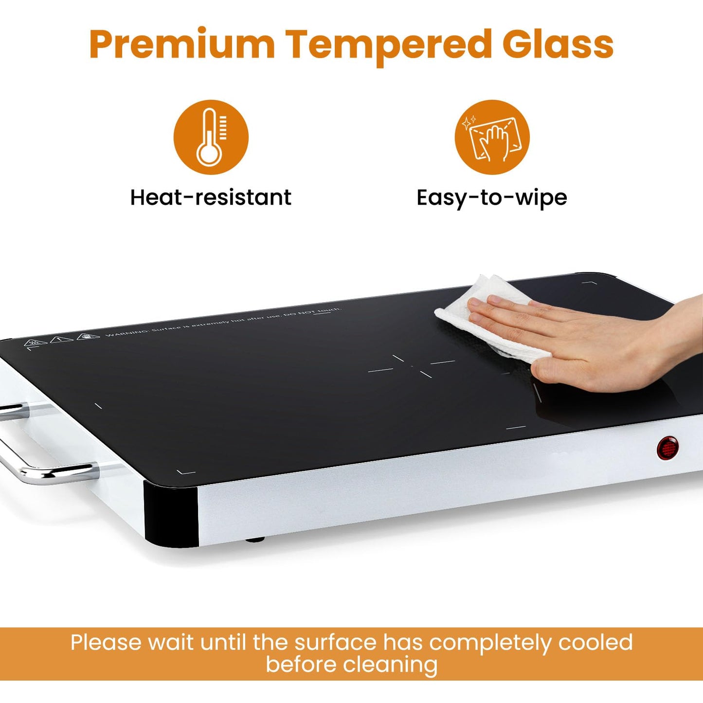 Electric Warming Tray with 53 x 40cm /40 x 30 cm Surface and Anti-Scalding Handles