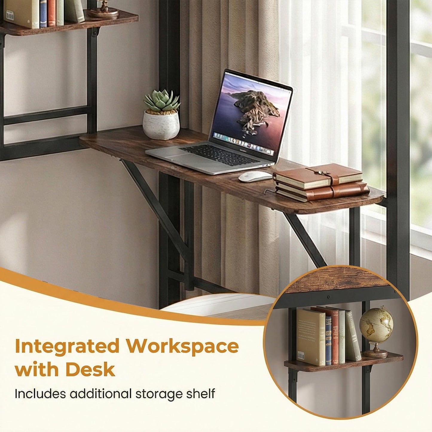 Loft Bed Single Size Heavy Duty Metal Bedframe with Desk