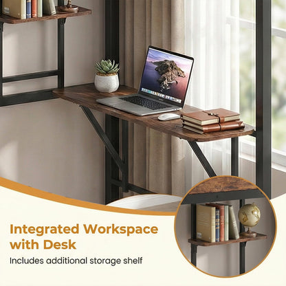 Loft Bed Single Size Heavy Duty Metal Bedframe with Desk