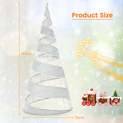 5FT Pre-lit Christmas Cone Tree with Warm White and White LED Lights