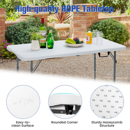 Portable Bi-fold Picnic Table with 3-Level Height Adjustment