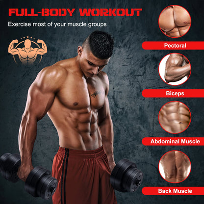 Adjustable Weight 2 in 1 Dumbbell/Barbell Set 30KG
