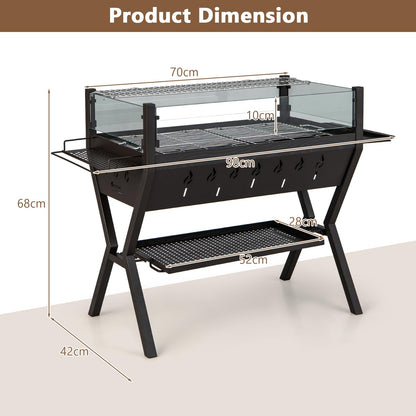 Barbecue Charcoal Grills with Wind Guard and Seasoning Racks