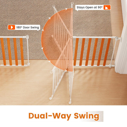 Pressure Baby Gate with One-hand Opening, 2-Way Door Swing, Freestanding Dog Stair Gates Pet Safety Fence