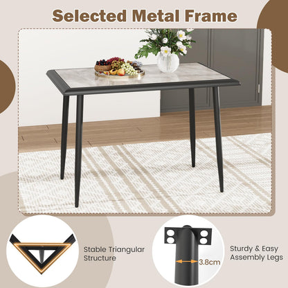 Giantex Dining Table 110 x 70cm Sintered Stone Rectangular Kitchen Tables with Faux Marble Tabletop