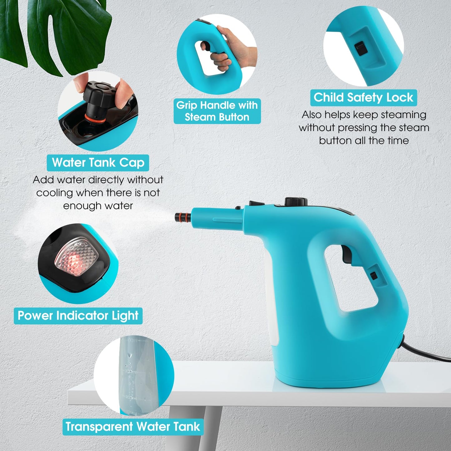 Multi-Surface Handheld Steam Cleaner with Safety Lock