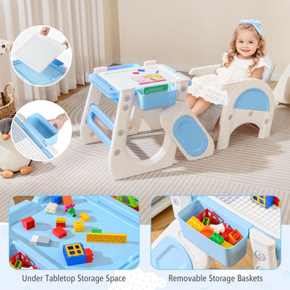 Convertible Baby High Chair with Double-layer Tray and Adjustable Backrest