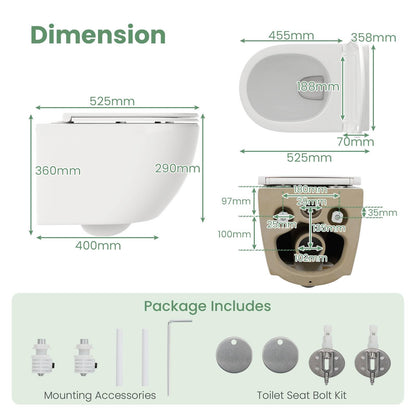 Wall Hung Toilet Ceramic Wall-Mounted Toilet Bowl and Toilet Seat