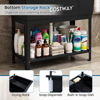 100L Kitchen Sink, Free Standing Catering Sink with Rotating Faucet