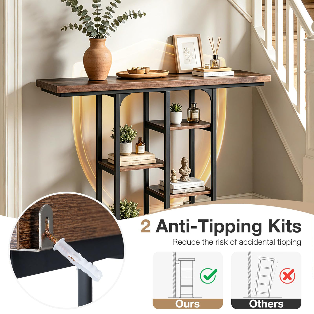 109 cm Console Table with Storage Shelves